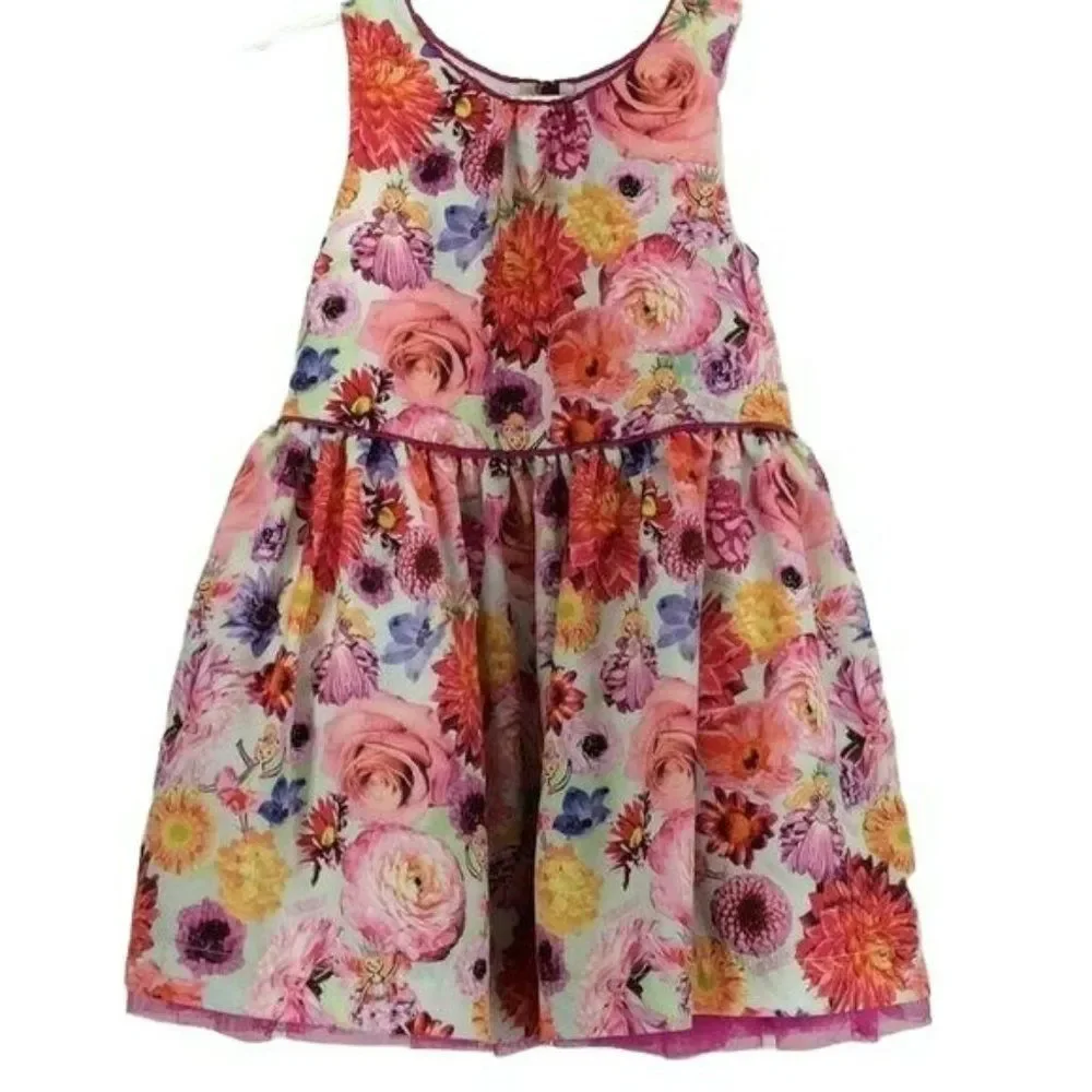 Florabelle Girl's Floral Pink Spring Fairy People Sleeveless Tulle Dress Size 3T